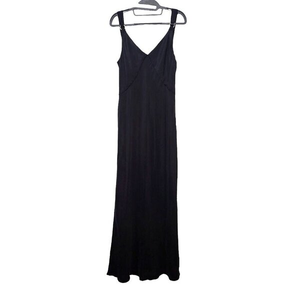 DISSH Kendall Black Cupro Slip Dress Long Bias-Cut Midi - Picture 7 of 13